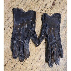 Vintage Women's Size S Blue Leather Gloves Horror Costume Thrashed Zombie War
